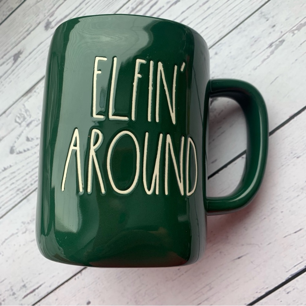RAE DUNN - forest green ELFIN’ AROUND mug